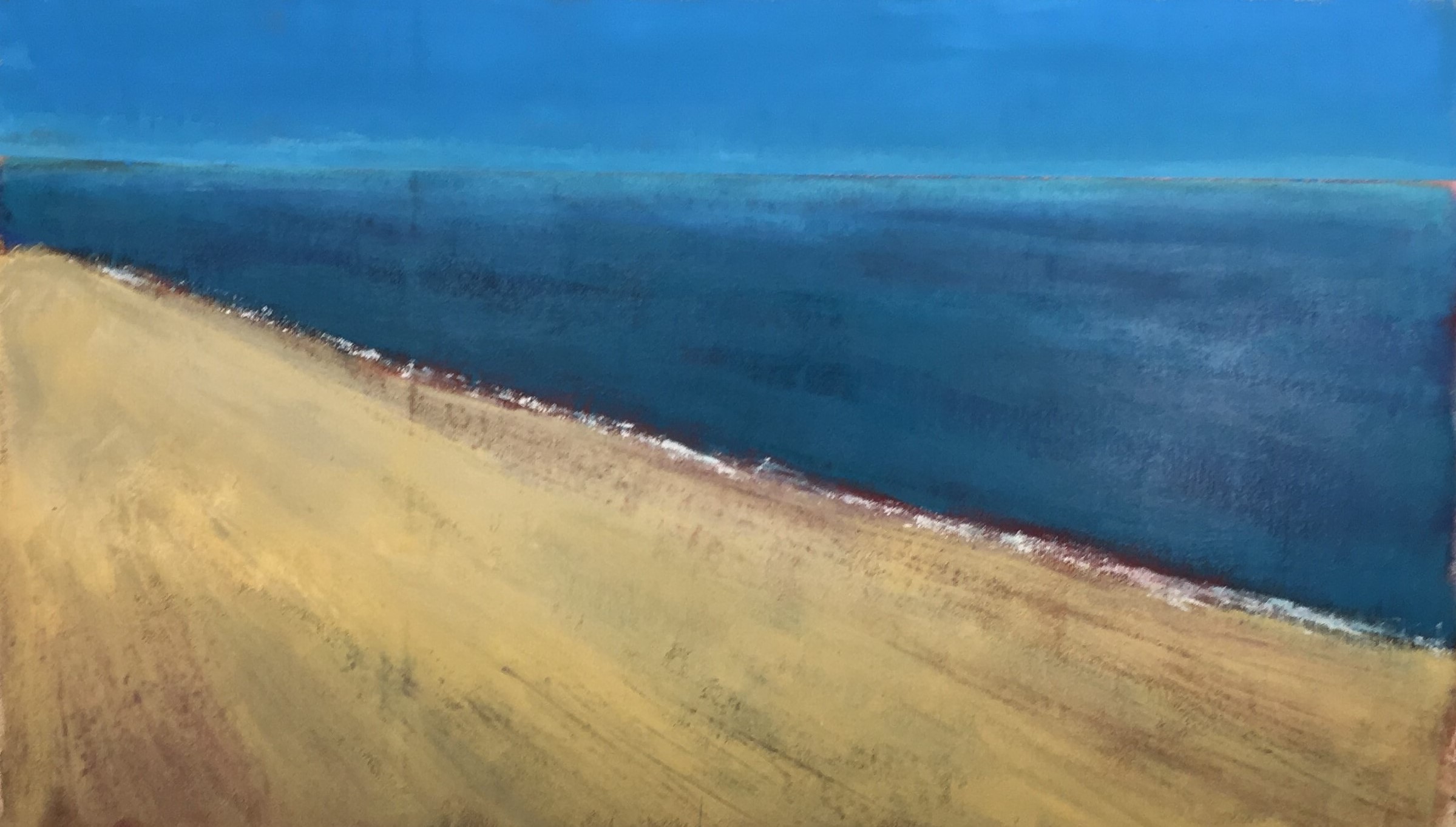 N° 4093 - La mer à Maguelone - Acrylique et pigments sur toile - 65 x 115 cm - 19 février 2018